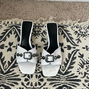 White stud kitten heels